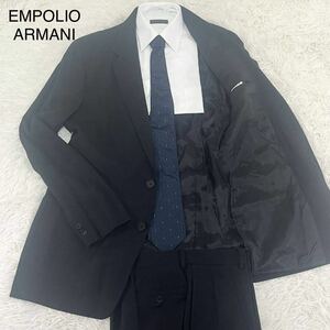 未使用級 希少2XL位 エンポリオ アルマーニ EMPOLIO ARMANI セットアップ スーツ テーラードジャケット メンズ 紳士服 黒 ブラック 52 3L