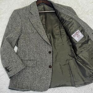 未使用級 希少XL位 ハリスツイード Harris Tweed テーラードジャケットくるみボタン 2B ウール　アウター メンズ 紳士服 ブラウン系 LL 42R