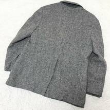 1円〜 美品 L位 ハリスツイード HarrisTweed テーラードジャケット ヘリンボーン チェック くるみボタン 2B アウター メンズ 紳士服 グレー_画像9