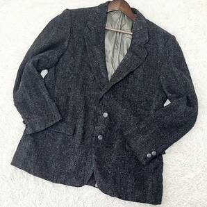 美品 希少XL位 ハリスツイード HarrisTweed テーラードジャケット くるみボタン 2B アウター メンズ 紳士服 LL 42R チャコールグレーの画像2