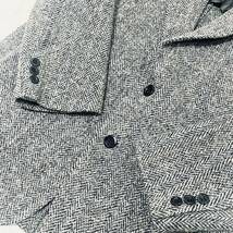 極美品 希少XL位 ハリスツイード Harris Tweed テーラードジャケット ヘリンボーン 2B ウール100% アウター メンズ 紳士服 グレー AB7 LL_画像4