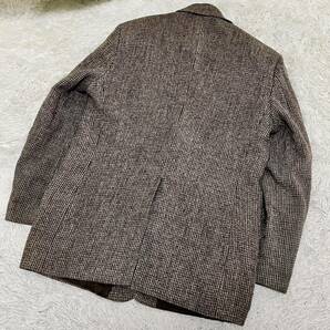 1円〜 美品 ハリスツイード HarrisTweed テーラードジャケット くるみボタン 千鳥格子 2B ウール100% アウター メンズ 紳士服 ブラウン M位の画像9