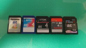 4GB SDカード class4・class6・メーカー色々 SDHC 4GB・5枚 まとめ売り フォーマット済 メモリーカード SDHCカード 
