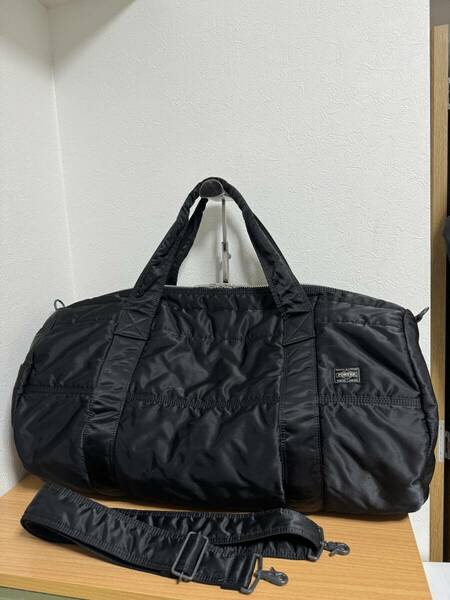 新品同様●PORTER 吉田カバン ポーター タンカー 2WAY BOSTON BAG(M) ロールボストンバッグ 黒 