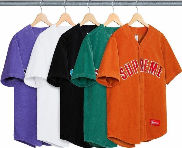 国内正規品 送料無料supreme corduroy baseball jersey シュプリーム コーデュロイ ベースボール ジャージー　シャツ black small S