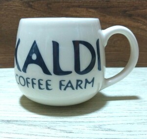 KALDI マグカップ カルディ ロゴ 陶磁器 青系 紺色 文字