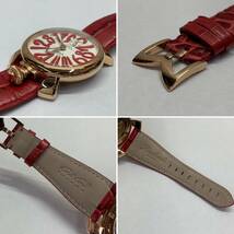 275-BY02) 美品 GaGa MILANO MANUALE 48MM Ref 5011.10S RED ガガミラノ マヌアーレ マニュアーレ レッド ゴールド 腕時計 手巻き 裏スケ_画像4