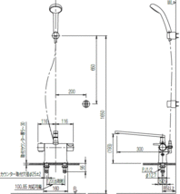 LIXIL・INAX　サーモスタット付シャワーバス水栓　デッキ(台付)タイプ　BF-WM646TSG(300)_画像3