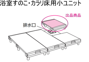 浴室すのこ　カラリ床用小ユニット　サイズ幅300mmX長さ300mm　排水口部分に設けると清掃に便利です。