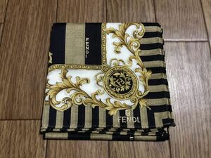 ★未使用品★FENDI フェンディ★ハンカチ★綿100%★約49cm × 49cm★ブラウン×ブラック