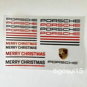 ★【未使用】ポルシェ PORSCHE★クリスマス ステッカー 赤黒 シール MERY CHRISTMAS ノベルティの画像1