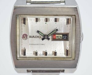 RADO ラドー MANHATTAN マンハッタン Water Sealed 自動巻き デイデイト スクエア メンズ 腕時計 稼働品 アンティーク ビンテージ A-764G