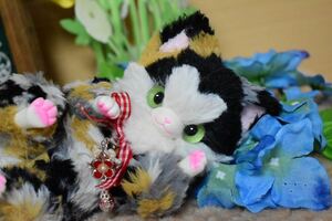 Ωぽたぽた工房Ω 三毛猫 ハート ハンドメイド アートドール ねこ 人形