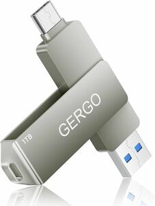 【2IN1&大容量1TB/512GB】 GERGO USBメモリ 512GB 1TB 2IN1 USB3.0＆Type-C 