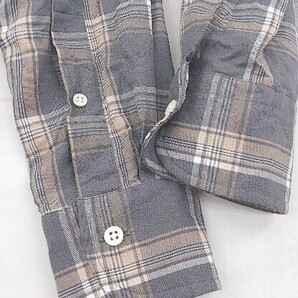 ◇ MAKER'S SHIRT KAMAKURA リネン混 チェック 長袖 シャツ サイズ37 14 1/2 グレー ベージュ ホワイト系 メンズの画像6