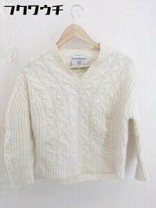 ◇ Simplicite シンプリシテェ ウール ニット Vネック 長袖 セーター オフホワイト レディース