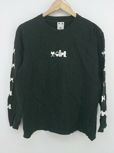 ◇ X-girl エックスガール ロゴ プリント 長袖 クルーネック Tシャツ サイズ1 ブラック レディース P