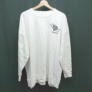 ◇ MarkGonzales マークゴンザレス クルーネック イラスト 長袖 Tシャツ サイズL ホワイト メンズ E