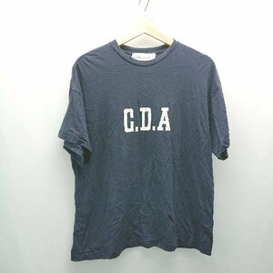◇ COUTURED'ADAM クチュールドアダム クルーネック 文字ロゴ シンプル 半袖 Tシャツ サイズF ネイビー レディース E