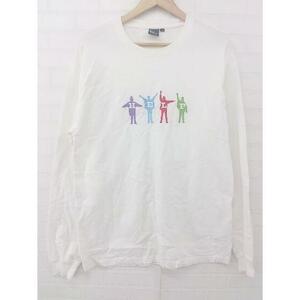 ◇ THE BEATLES HELP刺繍 カラフル 長袖 Tシャツ カットソー サイズL オフホワイト系 マルチ メンズ P