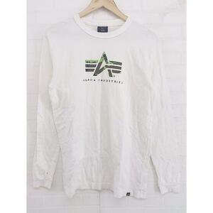 ◇ ALPHA INDUSTRIES ロゴ プリント 長袖 Tシャツ サイズM ホワイト メンズ E