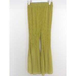 * MURUAm Roo a waist rubber pleat flair chiffon pants size F yellow lady's P