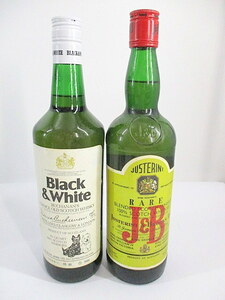 1円★ Black &White J&B RARE ブラック＆ホワイト スコッチ ウイスキー 古酒 洋酒 お酒 アルコール まとめ売り 2本セット ※同梱不可