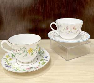 蘇さ(KuY1111)　洋食器　ROYAL WORCESTER　ロイヤルウースター　FORGET ME NOT　カップ＆ソーサ　2セット　中古品　60サイズ　