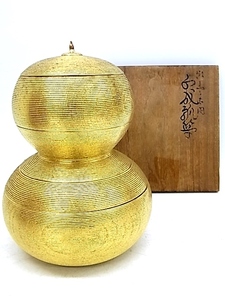 e11275　千成瓢箪　倣豊太閤　好玉泉堂　金　瓢箪　四段重　重箱　菓子器　弁当箱　共箱