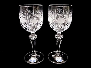 h0821 BOHEMIA GLASS ボヘミア　グラス　CZECHOSLOVAKIA ワイングラス　２客セット