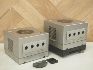 ☆【1R0304-11】 Nintendo 任天堂 ニンテンドー ゲームキューブ 2台セット DOL-001 DOL-017 メモリーカード ワイヤレスアダプタ ジャンク