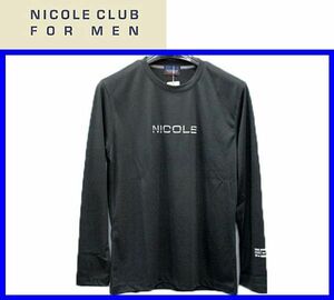 新作★48(L)★\5390〓NICOLE CLUB FOR MEN ニコル〓ロゴ刺繍長袖Ｔシャツblack