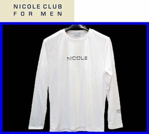 新作★48(L)★\5390〓NICOLE CLUB FOR MEN ニコル〓ロゴ刺繍長袖Ｔシャツwhite