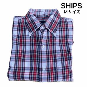 men's タータンチェック 長袖シャツ チェック柄 ships シップス 日本製 綿 ロングスリーブシャツ　ボタンダウン 