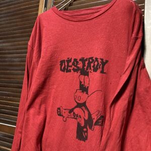 ADQO 1スタ 赤 パンク 長袖 Tシャツ ロンT セディショナリーズ ミッキー デストロイ 90s 00s ビンテージ 古着 ベール 卸 仕入れ