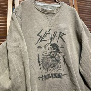 ADRG 1スタ グレー バンド スウェット スレイヤー SLAYER 90s 00s ビンテージ アメリカ 古着 ベール 卸 仕入れ