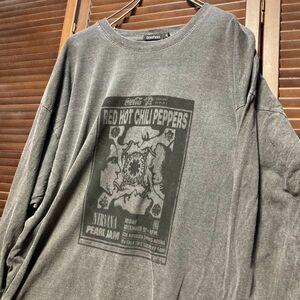 ADSN 1スタ グレー バンド 長袖 Tシャツ ロンT レッドホットチリペッパーズ ニルバーナ パールジャム 90s 00s ビンテージ 古着 卸