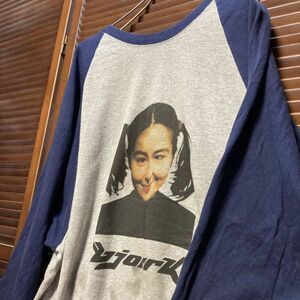 AESP 1スタ グレー ラグラン バンド 長袖 Tシャツ ロンT ビョーク bjork 女の子 ロゴ 90s 00s ビンテージ 古着 ベール 卸