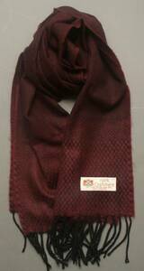 ＊新品＊イギリス製 暖かカシミア100％　素敵なボルドーお洒落柄マフラー　男女兼用 Cashmere Scarf