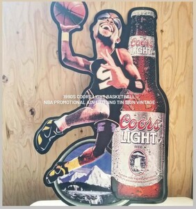 1990年代　Vintage ヴィンテージ　レア看板Coors light バスケットボール NBA プロモーション広告 ブリキ看板 