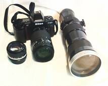 Nikon 1眼レフフィルムオートフォーカスカメラ本体　F-801S＋50mm標準135mm望遠＋300mm望遠セット_画像1