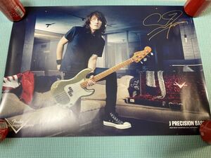 直筆サイン入り 非売品 LUNA SEA J ルナシー FENDER CUSTOM SHOP PRECISION BASS ポスター 未使用品