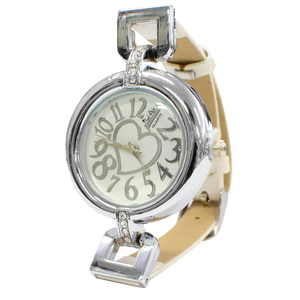 レディース腕時計 防水 シンプル ハート ウォッチ シルバー × ホワイト