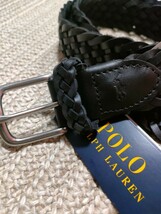 新品 定価13200 ポロ ラルフローレン レザー メッシュ ベルト w32 81cm ブラック 黒 POLO RALPH LAUREN 牛革 インド製 国内正規品_画像2