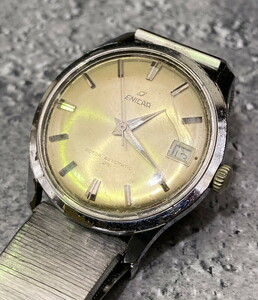 S-117◆1円～◆ENICAR ROTOR AUTOMATIC 25 自動巻き メンズ腕時計 デイト 機械式 エニカ 稼動品