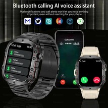 スマートウォッチ 新品 1.96 軍用規格 日本語対応 通話機能付き メンズ 腕時計 歩数計/心拍計/血圧計モニター ブラック_画像2