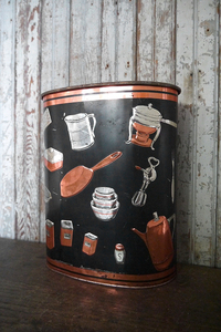 アンティーク　トラッシュ缶 [abc-164]ゴミ箱BOXインテリアビンテージキッチンコレクション食器柄カッパー銅USA