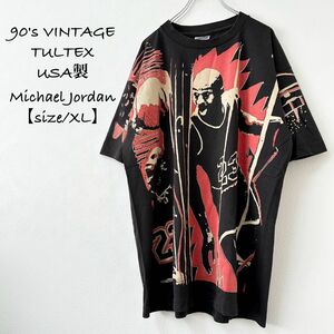 90s★VINTAGE★TULTEX/タルテックス★MICHAEL JORDAN/マイケルジョーダン★総柄半袖Tシャツ★XL