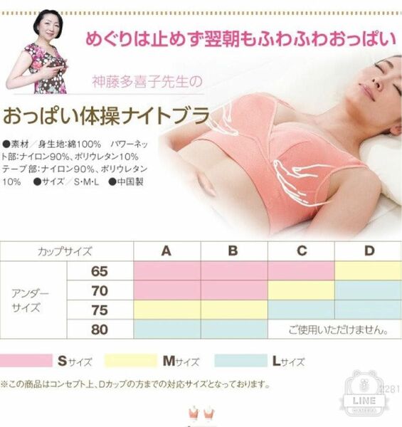 ★新品未使用★神藤多喜子先生のおっぱい体操ナイトブラ　Lサイズ　ブラック