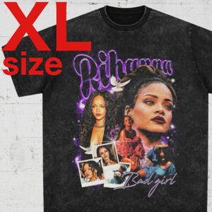 Rihanna　リアーナ　ヴィンテージ加工　ラップ　Tシャツ　ブラック　XL